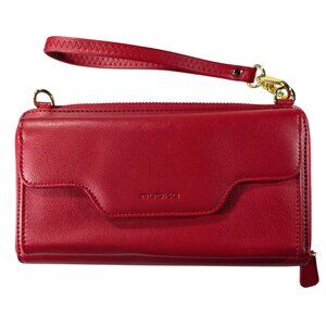 Nuoku Red Wristlet Wallet Purse Zipper Card Slots career party office